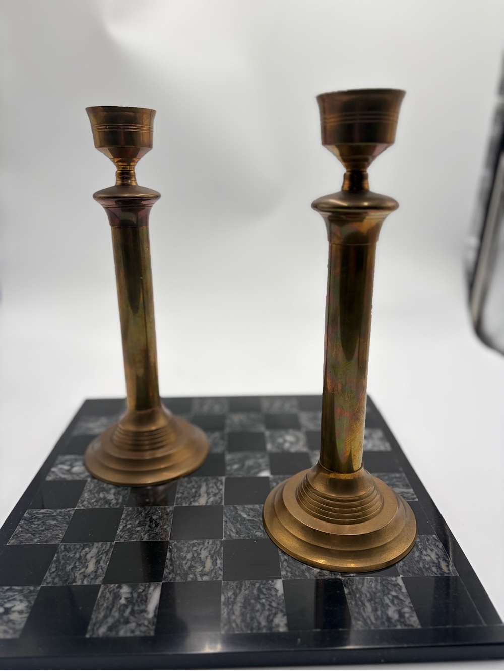 Vintage Hosley Solid Brass Candlestick Holders Set of 2